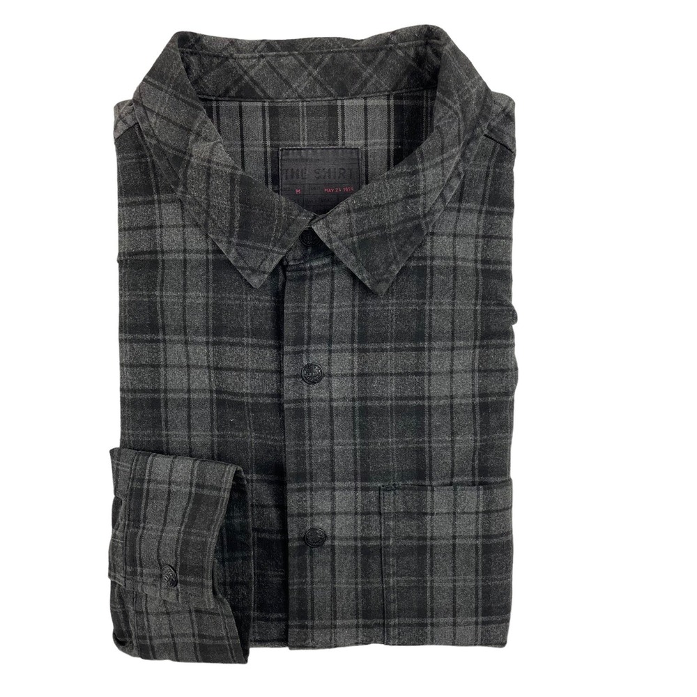 Joes Jeans Gray Black Checked THE SHIRT Metal Snap Button Shirt Mens Size M